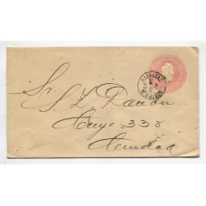 ARGENTINA ENTERO POSTAL GJ SOB-35 SOBRE POSTAL CIRCULADO CON MATASELLO BARRACAS AL NORTE